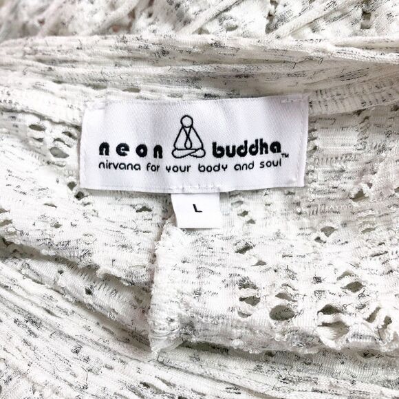 NEON BUDDHA Top Size Large Open Weave Knit Art To Wear Boxy Womens Active - Picture 7 of 10